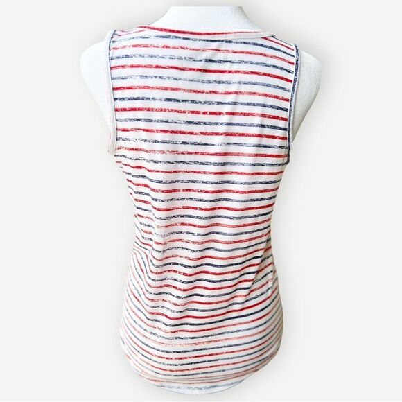 Rebellious One Sleeveless Striped Tie Front Lightweight Tank Top Shirt. Small. - Picture 5 of 9